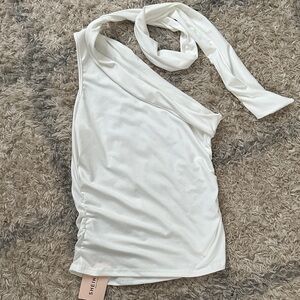 SHEIN Cream One-Shoulder Top